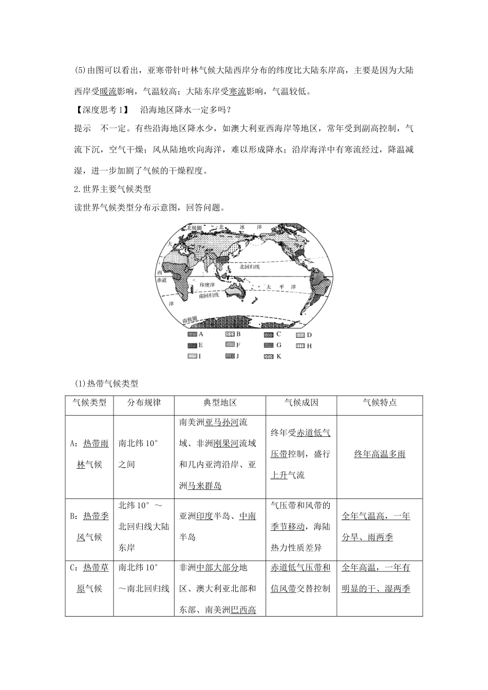 高考地理一轮复习 第三单元 地理环境的整体性和区域差异 第9讲 气候及其在地理环境中的作用学案 中图版-中图版高三全册地理学案_第2页