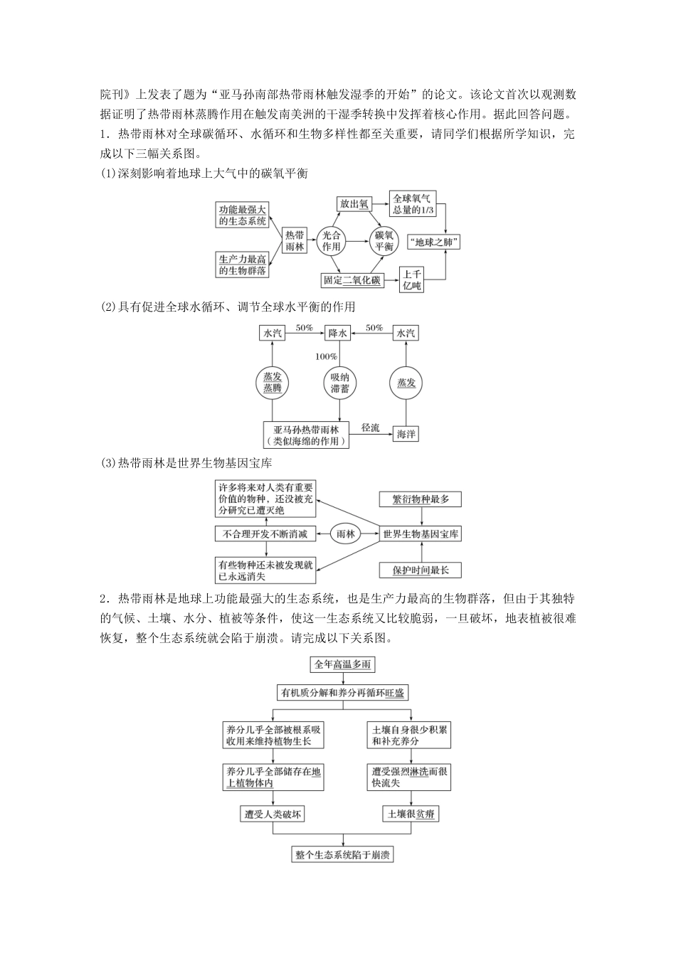 高中地理 第2章 区域生态环境建设 第二节 森林的开发和保护——以亚马孙热带雨林为例学案 新人教版必修3-新人教版高一必修3地理学案_第3页