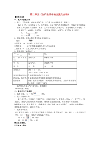 高中化学 4.2《生产生活中的含氮化合物》学案 苏教版必修1