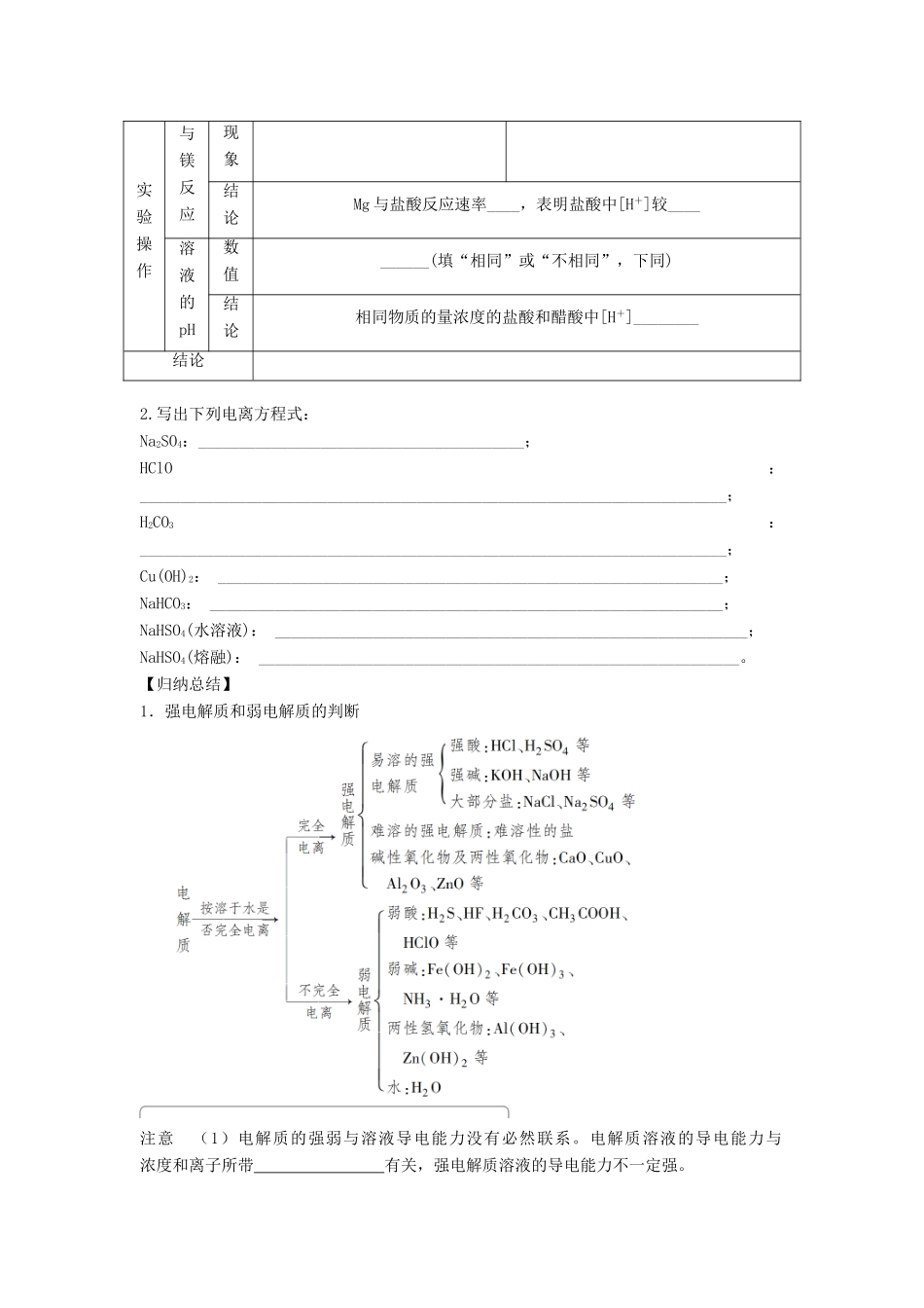 高中化学 第三章 物质在水溶液中的行为 第1节 水溶液（第1课时）导学案1 鲁科版选修4-鲁科版高二选修4化学学案_第2页
