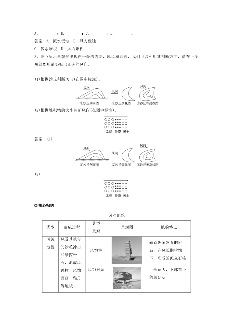 高中地理 第二章 自然环境中的物质运动和能量交换 第一节 典型地貌 课时2 风沙地貌和海岸地貌学案（含解析）湘教版必修1-湘教版高一必修1地理学案_第3页