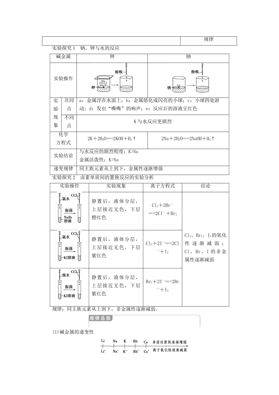 高中化学 第1章 物质结构元素周期律 第1节 元素周期表 课时2 元素的性质与原子结构学案 新人教版必修2-新人教版高一必修2化学学案_第3页
