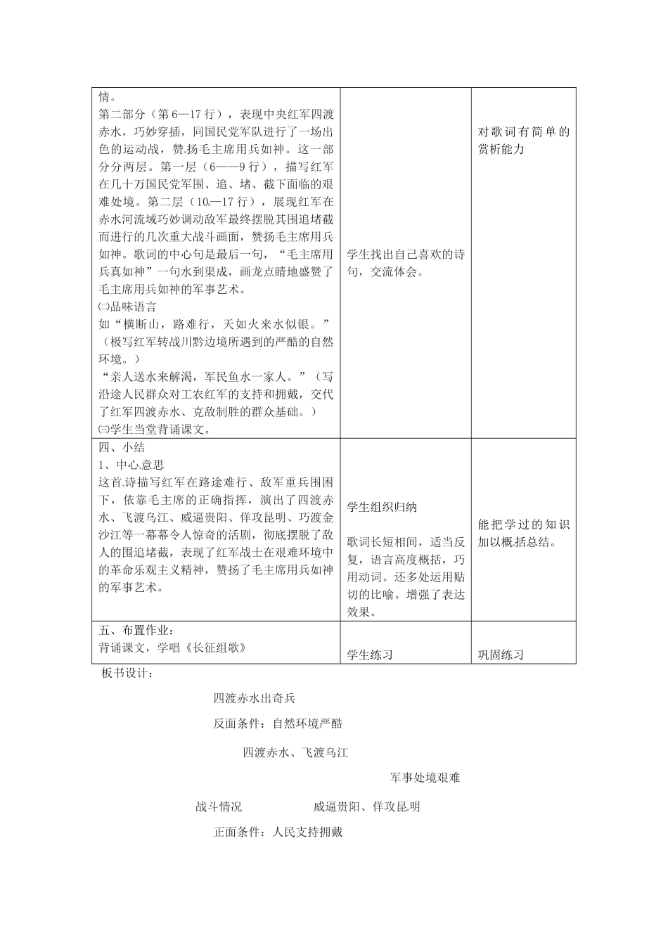 江苏省昆山市锦溪中学八年级语文上册 长征组歌（第1课时）教案 苏教版_第2页