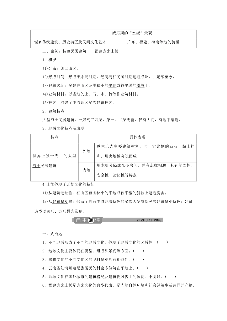 高中地理 第二单元 乡村与城镇 第二节 地域文化与城乡景观学案 鲁教版必修第二册-鲁教版高一第二册地理学案_第2页