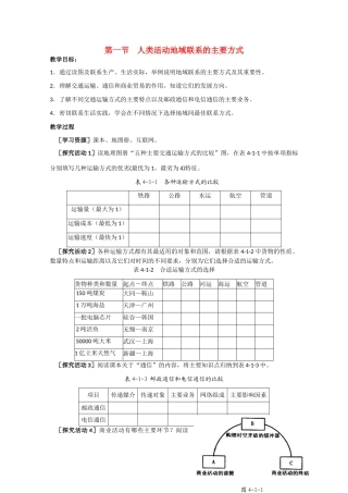 高一地理 4.1《人类活动将地域联系的主要方式》精品教学案 鲁教版必修2