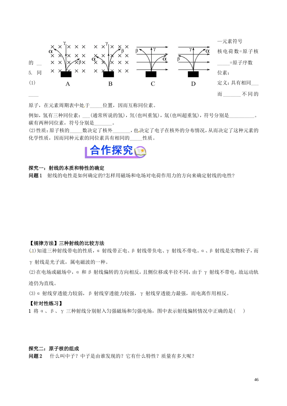 海南省海口市第十四中学高中物理 第十九章 原子核的组成学案 新人教版选修3-5_第2页