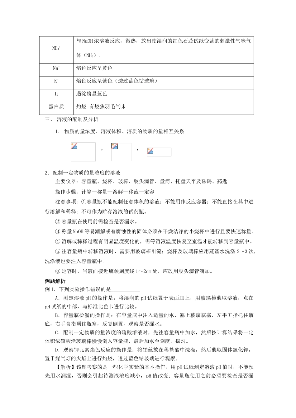 高中化学 1.2《研究物质的实验方法》学案 苏教版必修1_第2页