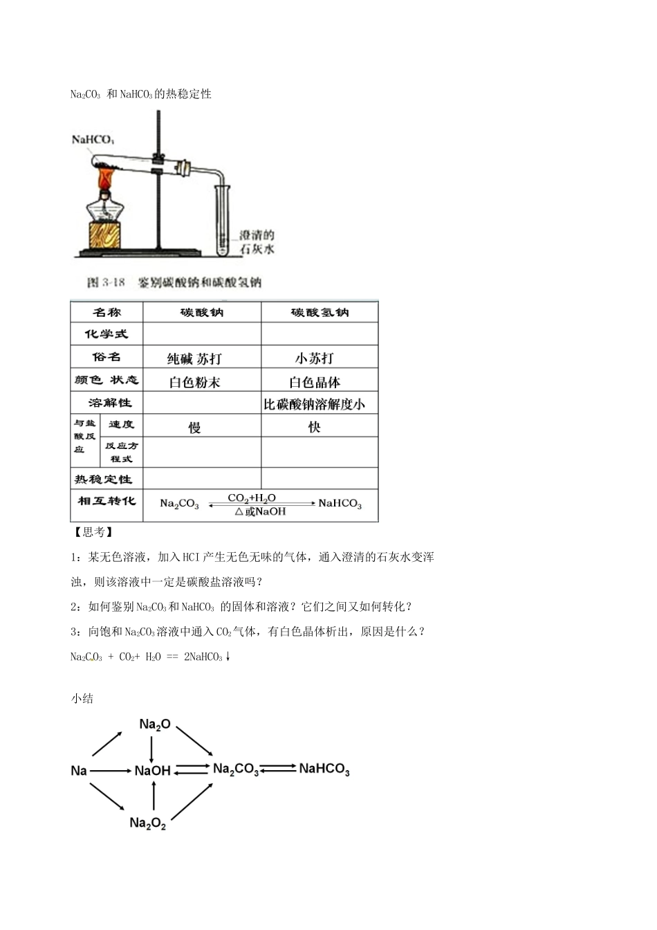 高中化学 第三章 第二节 几种重要的金属化合物学案 新人教版必修1-新人教版高一必修1化学学案_第3页