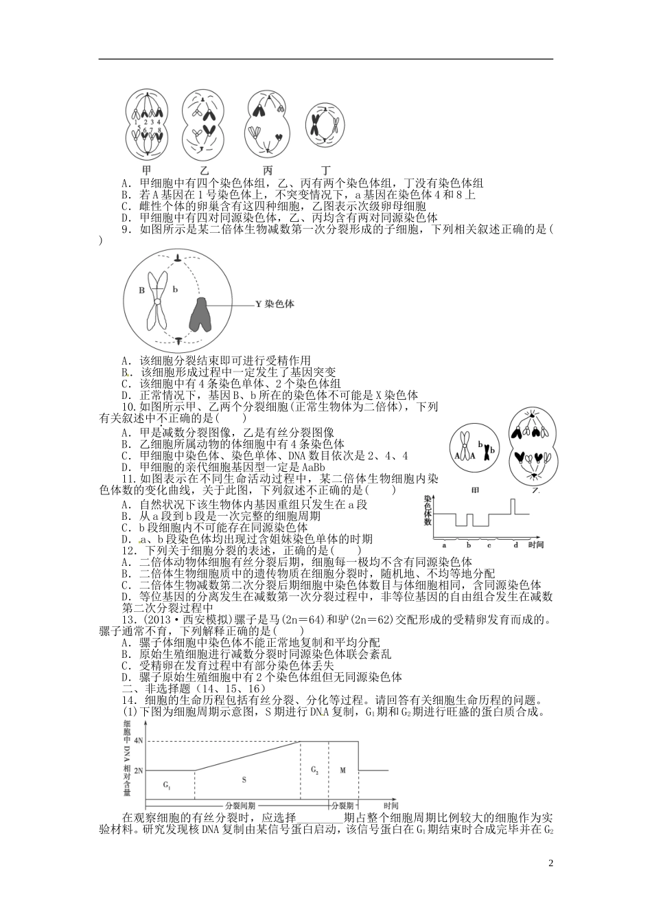 河北省高碑店市第三中学高三生物 细胞增殖与减数分类复习学案_第2页