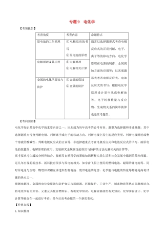 高考化学二轮复习 专题09 电化学考点讲解学案-人教版高三全册化学学案