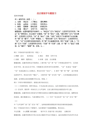江苏省大丰市万盈二中中考语文专题 改正错别字专题复习教案 苏教版