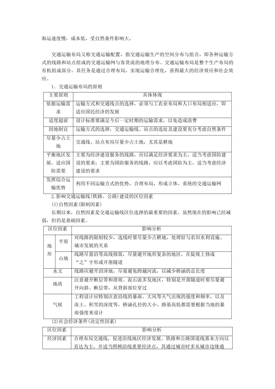 高中地理 第4章 交通运输布局与影响 第1节 区域发展对交通运输布局的影响学案 新人教版必修第二册-新人教版高一第二册地理学案_第3页