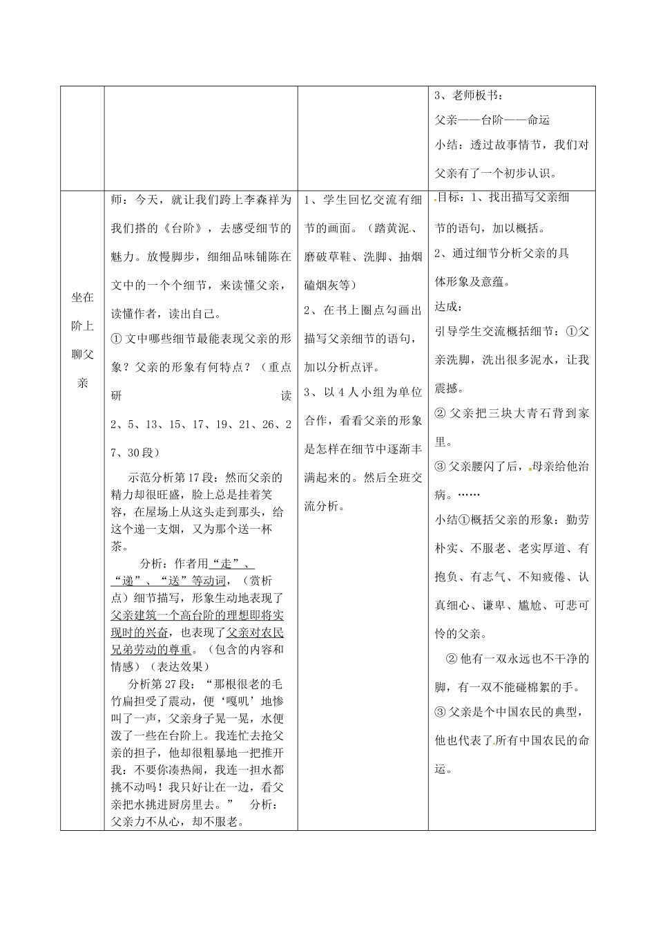 九年级语文下册 11《台阶》教案 苏教版-苏教版初中九年级下册语文教案_第3页