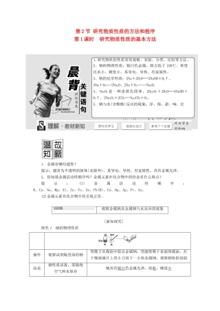 高中化学 1.2.1研究物质性质的基本方法学案 鲁科版必修1-鲁科版高一必修1化学学案