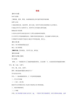 河南省郑州市中考物理《核能》复习教案-人教版初中九年级全册物理教案