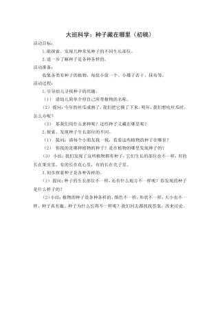 大班科学活动：种子藏在哪里