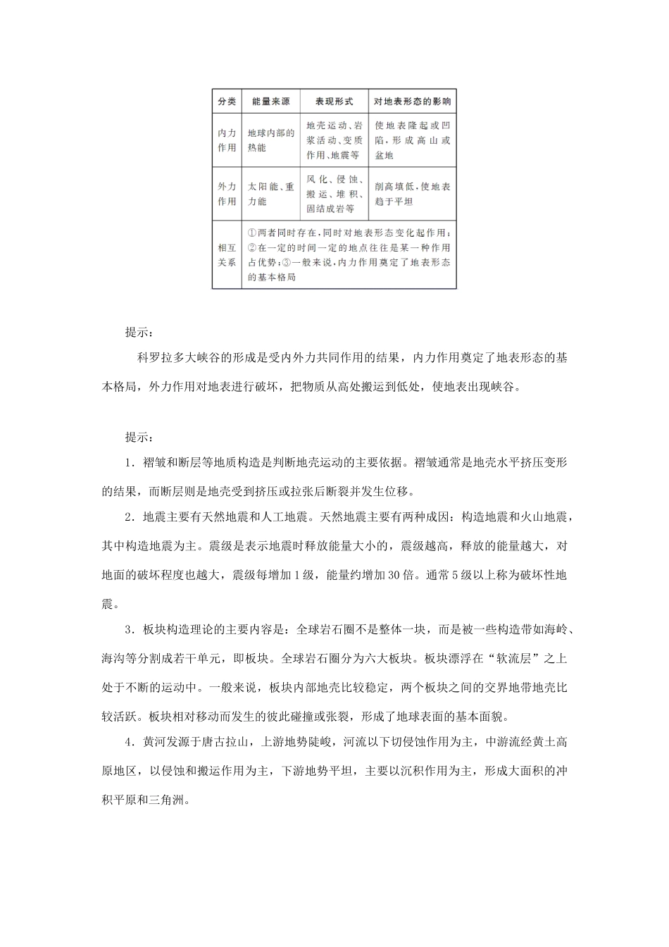 高中地理 第二章 第三节 地壳的运动和变化学案 中图版必修1-中图版高一必修1地理学案_第3页