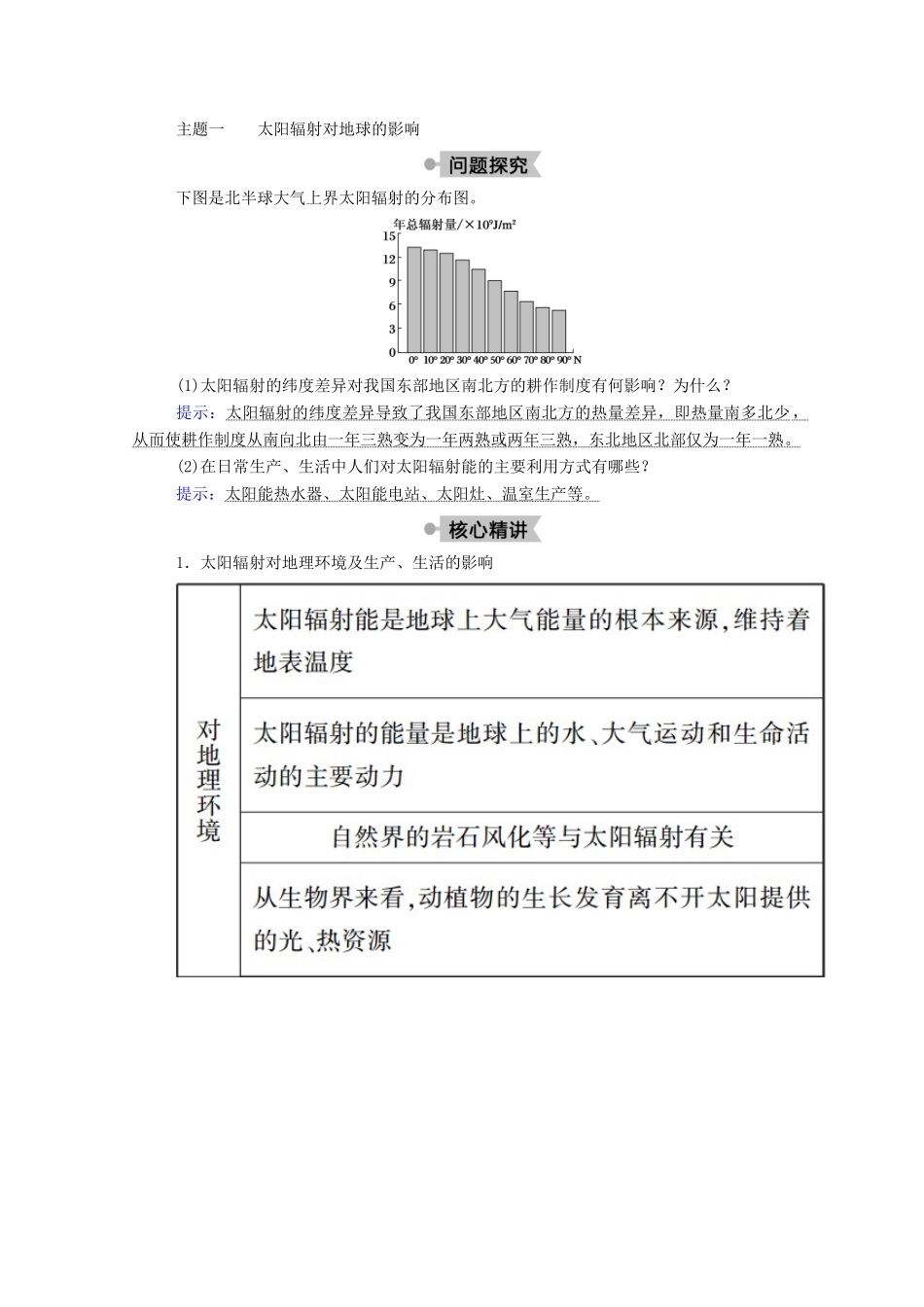 高中地理 第一章 行星地球 第二节 太阳对地球的影响学案 新人教版必修1-新人教版高一必修1地理学案_第3页
