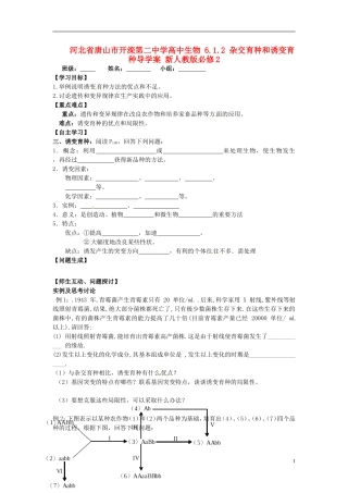 河北省唐山市开滦第二中学高中生物 6.1.2 杂交育种和诱变育种导学案 新人教版必修2