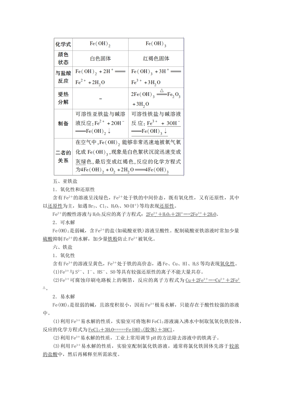 高考化学一轮复习 第3章 金属及其重要化合物 第11讲 铁及其重要化合物学案 新人教版-新人教版高三全册化学学案_第3页