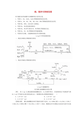 高中化学 专题4 硫、氮和可持续发展 专题复习讲座学案（含解析）苏教版必修1-苏教版高中必修1化学学案
