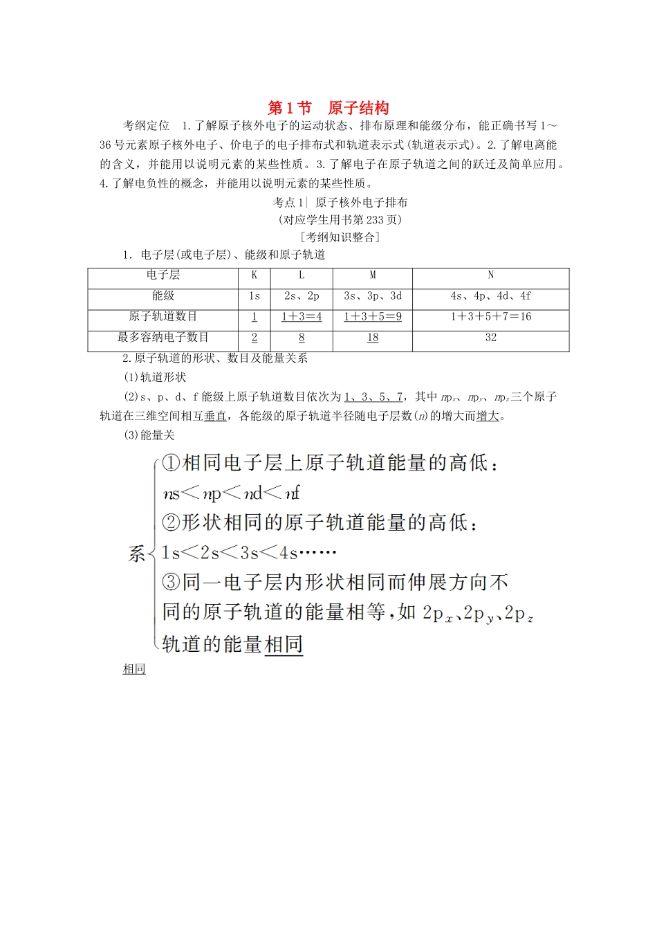 高考化学一轮复习 第12章 物质结构与性质（选考）第1节 原子结构学案 鲁科版-鲁科版高三全册化学学案_第1页