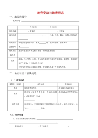 高三地理：3.2《地壳变动与地表形态》学案 旧人教版