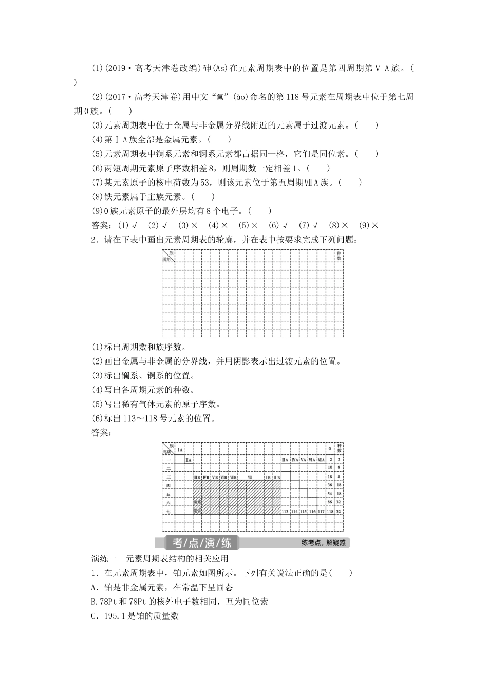 高考化学一轮复习 第5章 物质结构 元素周期律 第18讲 元素周期表 元素周期律学案 新人教版-新人教版高三全册化学学案_第2页