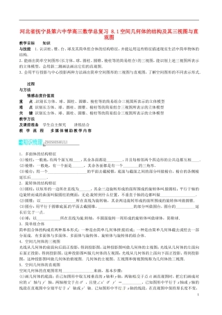 河北省抚宁县第六中学高三数学总复习 8.1空间几何体的结构及其三视图与直观图