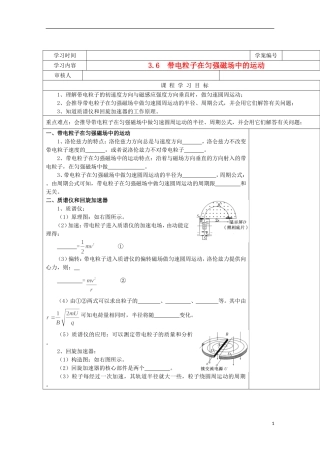 湖北省高二物理《带电粒子在匀强磁场中的运动》学案