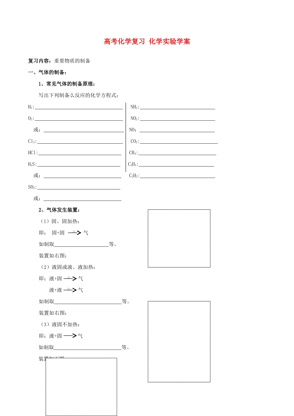 高考化学复习 化学实验学案_第1页