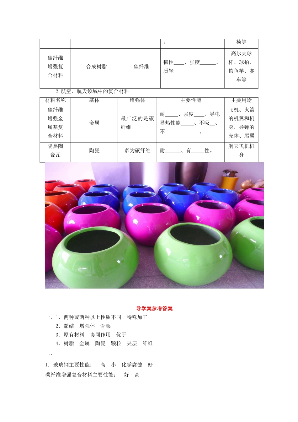 高中化学 第4章 材料家族中的元素 第3节 复合材料导学案1 鲁科版必修1-鲁科版高一必修1化学学案_第2页