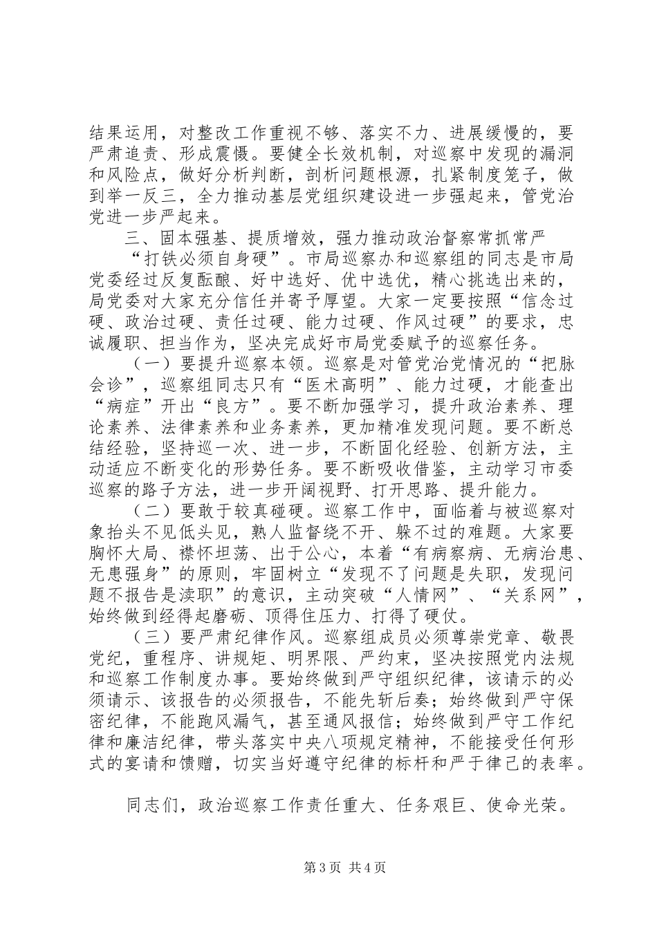 在市局党委政治巡察工作动员部署会上的讲话发言_第3页
