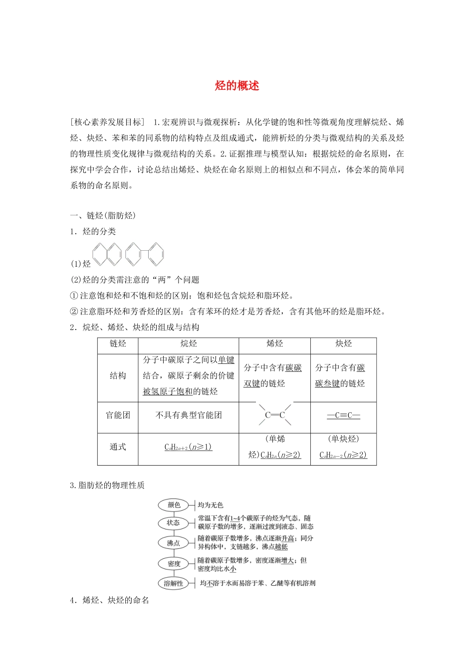 高中化学 第1章 有机化合物的结构与性质 烃 第3节 第1课时 烃的概述学案 鲁科版选修5-鲁科版高中选修5化学学案_第1页