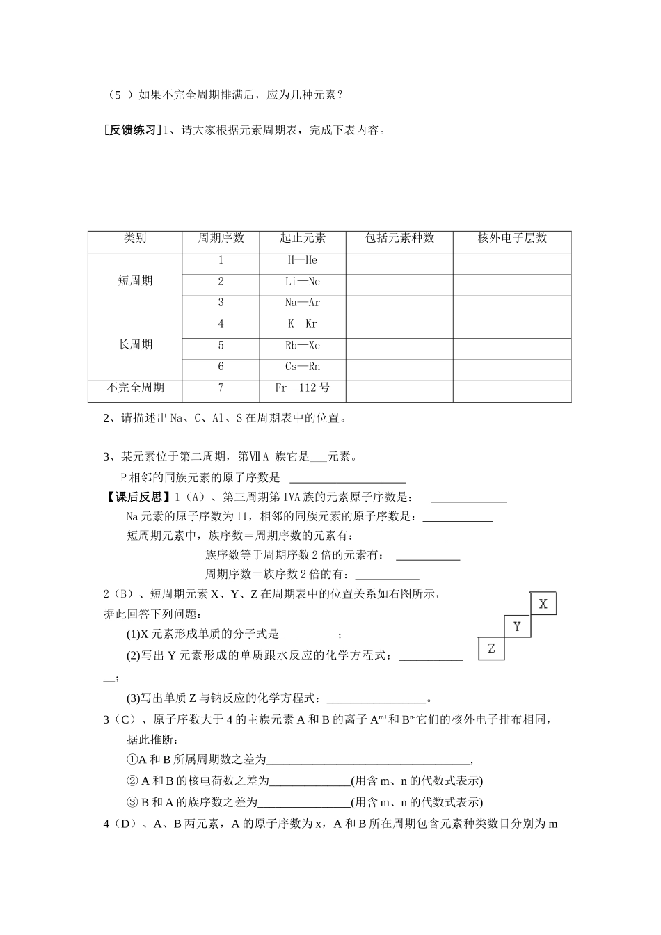 高中化学：1.1《元素周期表》学案-1（新人教版必修2）_第2页