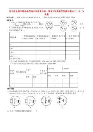 河北省承德市隆化县存瑞中学高考生物一轮复习《孟德尔的豌豆实验（二）》（2）学案