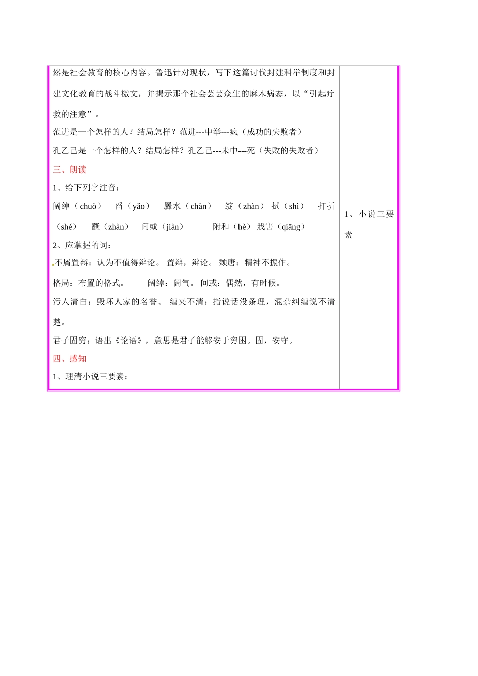 湖南省张家界市慈利县赵家岗土家族乡中学九年级语文上册 第5课《孔乙己》第1课时教案 语文版_第2页