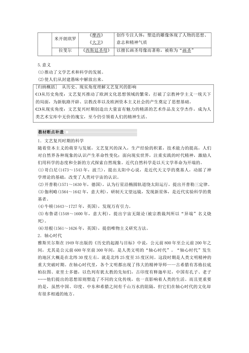 高考历史大一轮复习 第十三单元 从人文精神之源到理性之光 第36讲 希腊先哲的精神觉醒与文艺复兴学案 岳麓版必修3-岳麓版高三必修3历史学案_第3页