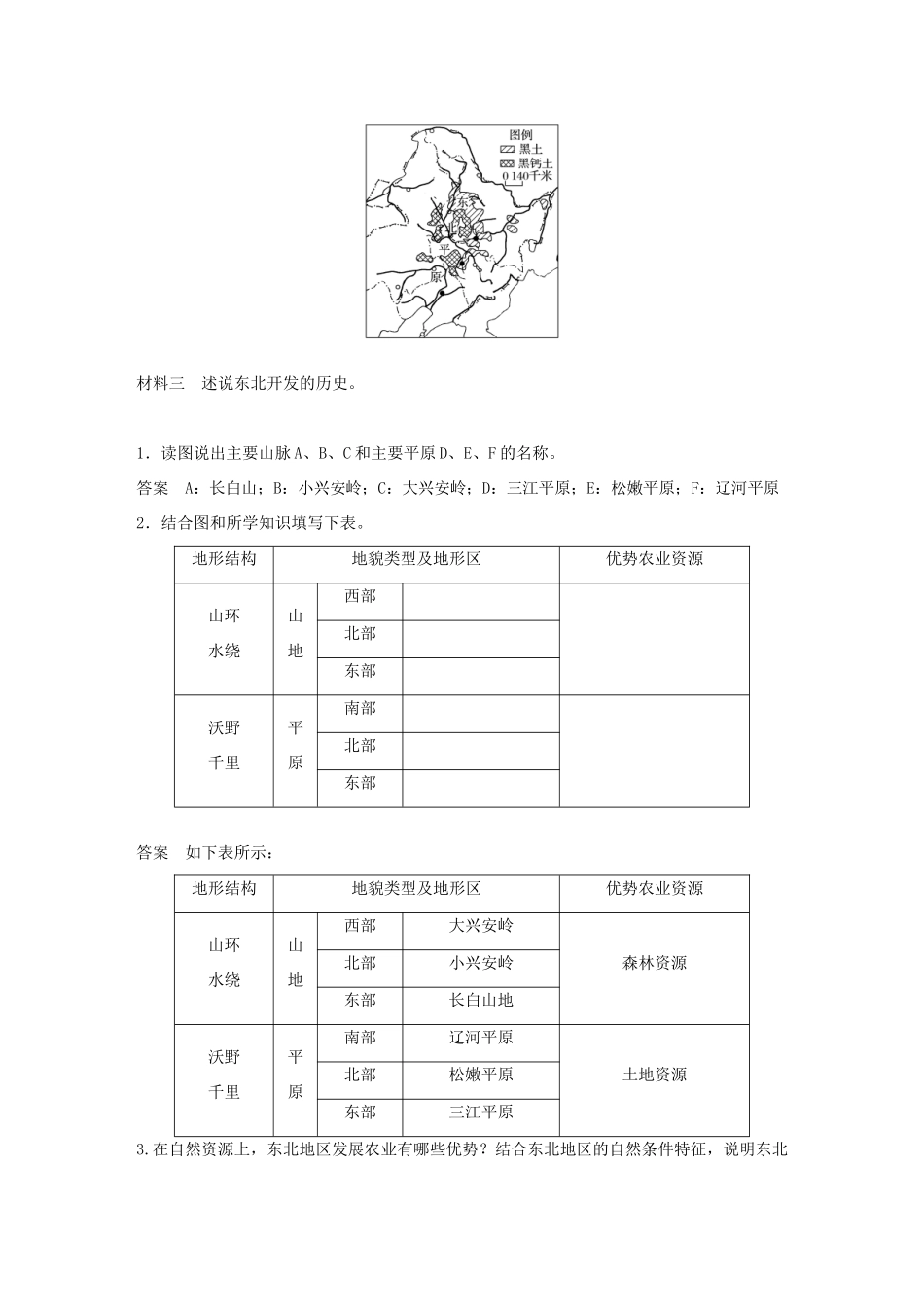 高中地理 第二章 区域可持续发展 第三节 课时1 东北地区的农业生产条件及农业发展学案 湘教版必修3-湘教版高一必修3地理学案_第3页