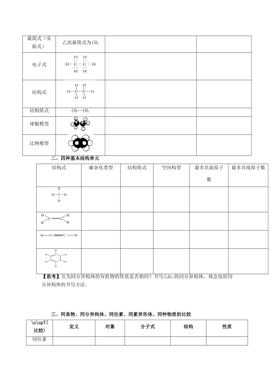 高中化学 第一章 认识有机化合物 1.2 有机化合物的结构特点学案 新人教版选修5-新人教版高二选修5化学学案_第2页