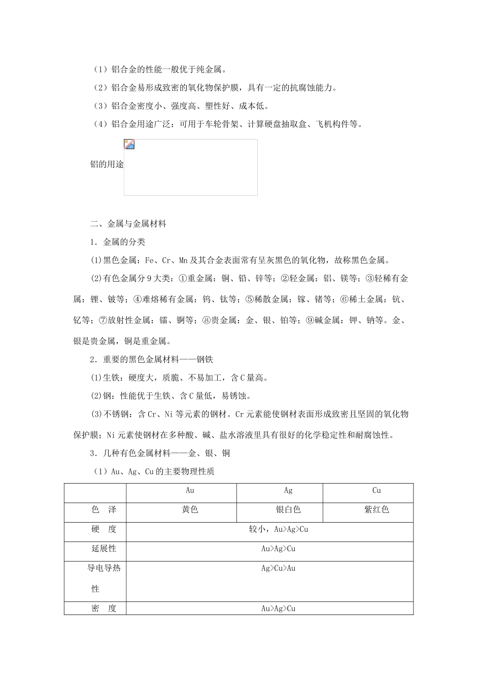 高中化学 第四章 元素与材料世界 第2节 铝金属材料学案（2）鲁科版必修1-鲁科版高一必修1化学学案_第3页