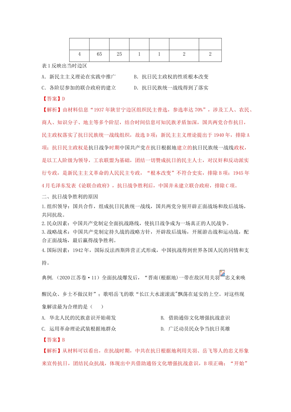 高考历史思维导图一轮复习之政治史 第三单元 近代中国反侵略求民主的潮流 3.12 抗日战争和解放战争学案（含解析）新人教版-新人教版高三全册历史学案_第3页