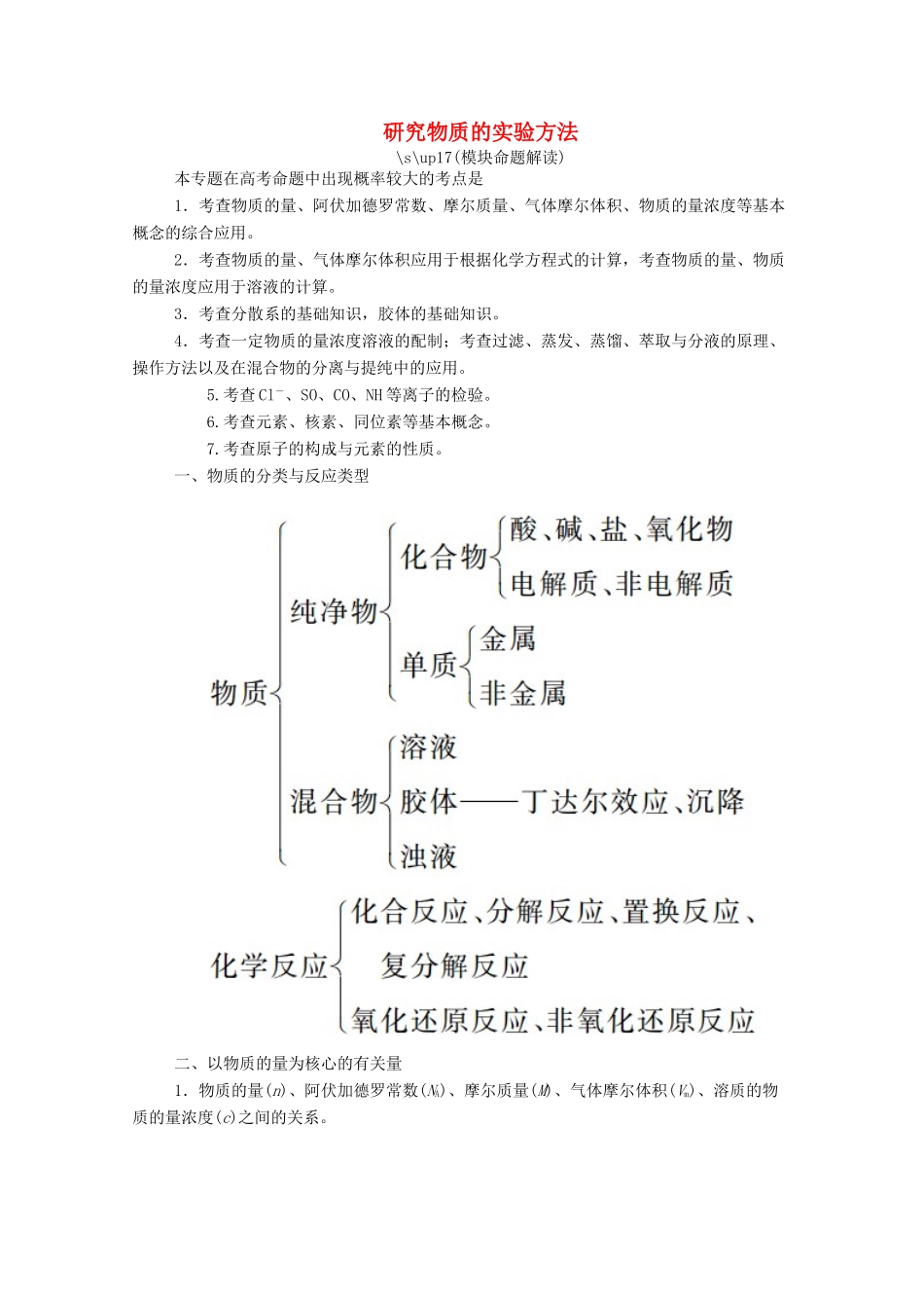 高中化学 专题1 化学家眼中的物质世界 第二单元 研究物质的实验方法 专题复习讲座学案（含解析）苏教版必修1-苏教版高中必修1化学学案_第1页