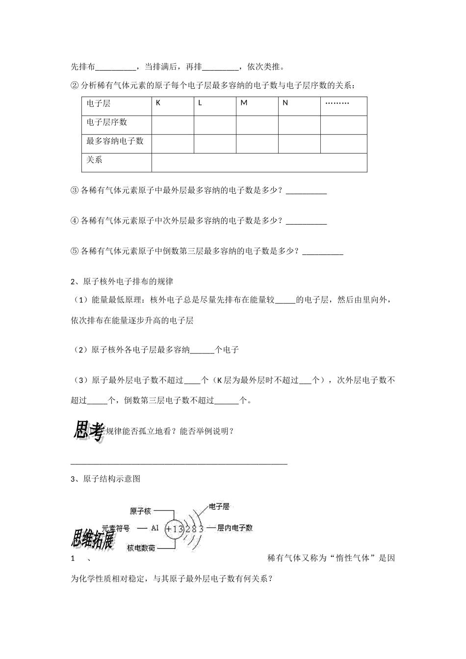 高中化学：1.1.1 核外电子的排布与周期律 学案——核外电子排布苏教版必修2.doc_第2页