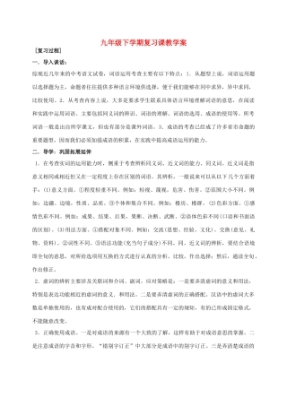 江苏省姜堰市九年级中考语文下学期复习教案 苏教版