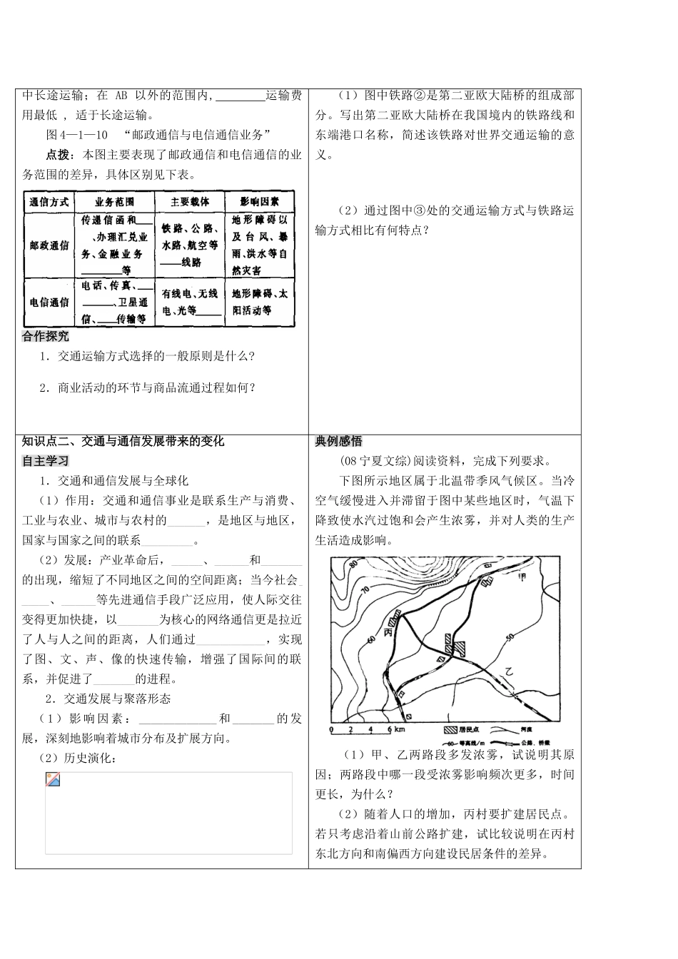 高一地理精品学案——4.1《人类活动地域联系的主要方式》 鲁教版必修2_第2页
