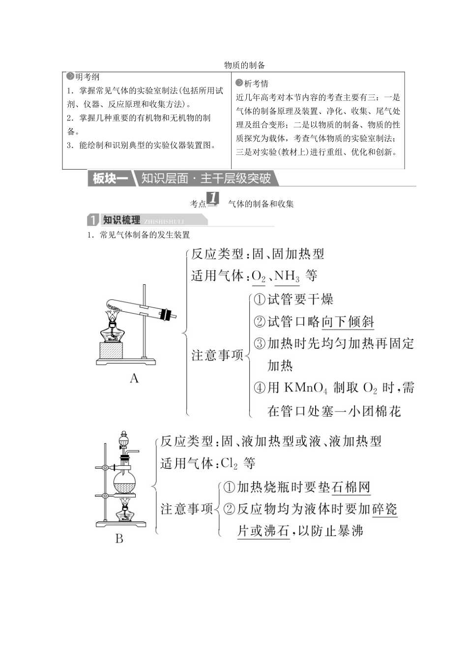 高考化学一轮复习 第11章 化学实验 第3节 物质的制备学案-人教版高三全册化学学案_第1页