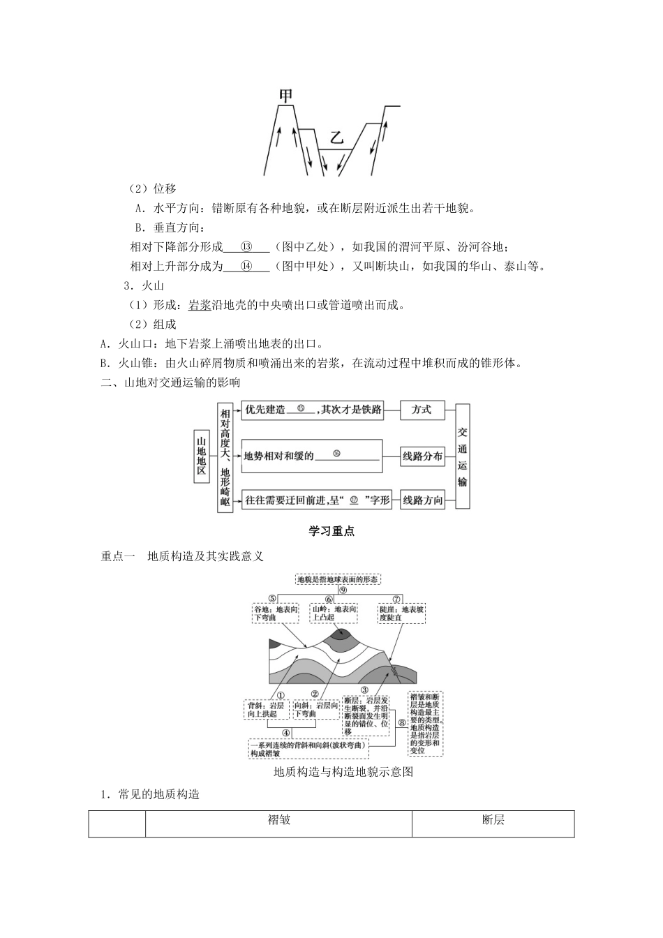 高中地理 第四章 地表形态的塑造 4.2 山地的形成学案2 新人教版必修1-新人教版高一必修1地理学案_第2页
