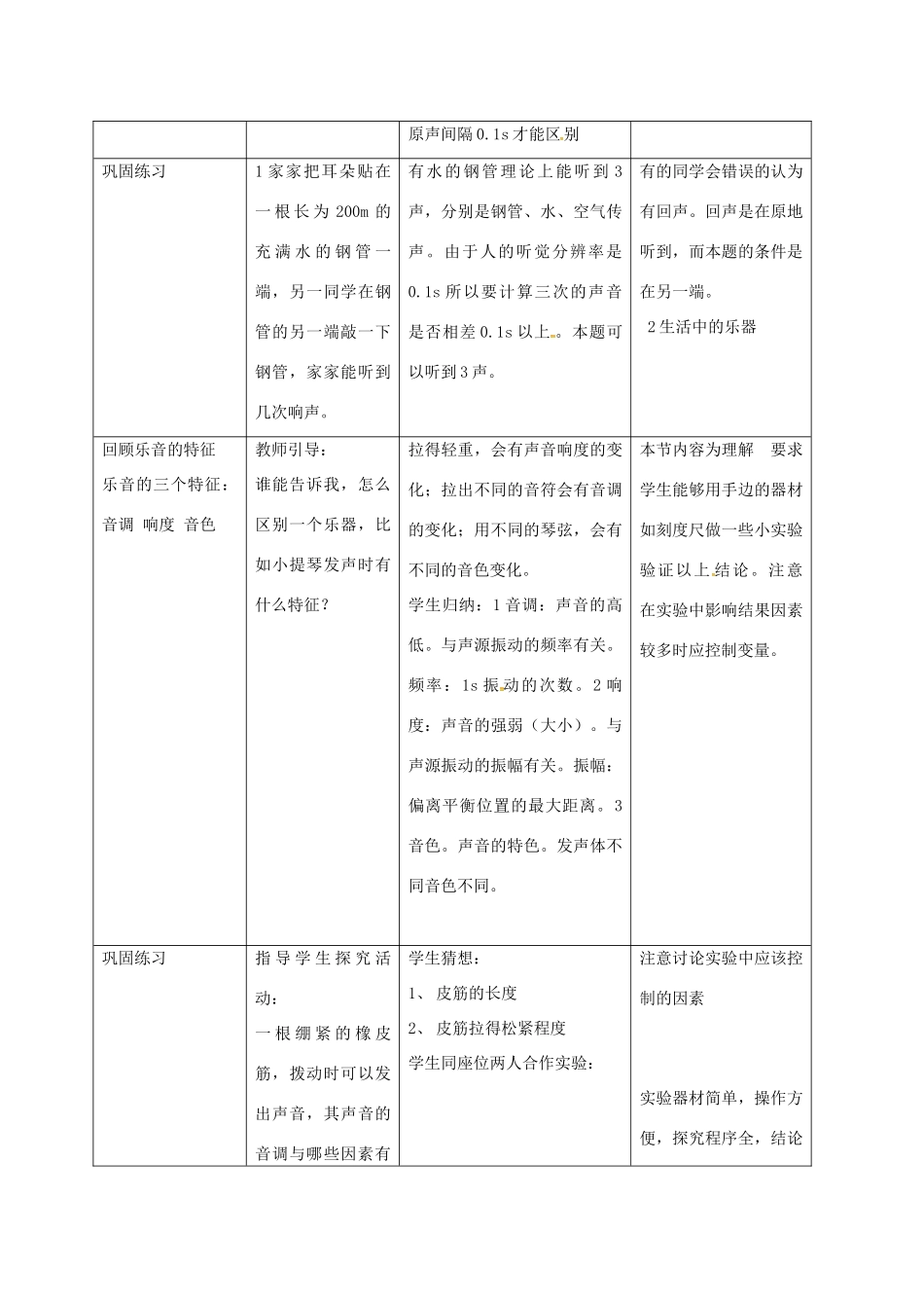 福建省南平市中考物理第一轮复习 第二章 声现象教案-人教版初中九年级全册物理教案_第3页