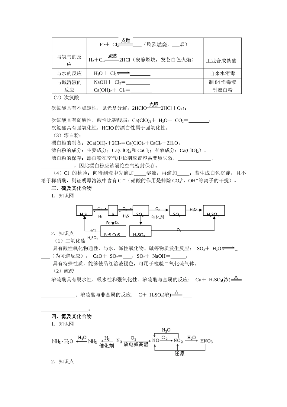 高中化学：第四章《非金属及其化合物》学案（1）（新人教版必修1）_第2页